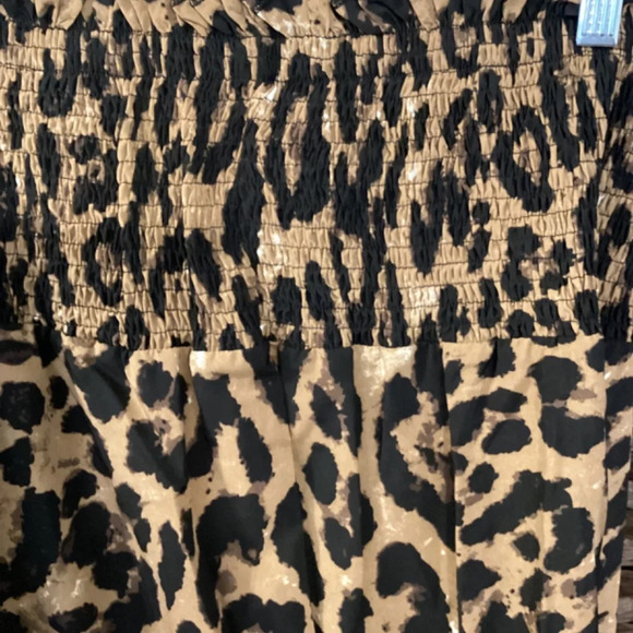 Plus Size Leopard Print.Wide Leg Pants (Brown ) - Picture 4 of 10